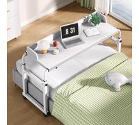 GWWBD Tavolo Servitore per Letto,tavolino da Divano per Pc Scrivania Laptop Tavolino da Letto Regolabile Overbed Table Tavolino con Ruote(Color:Bianco+)