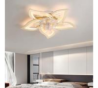 GWYAJTU Ventilatore Soffitto Con Luce E Telecomando, Lampadario Ventilatore Silenzioso Ffunzione Di Memoria, Plafoniera Ventilatore Dimmerabile, Reversibile 6 Velocità Per Camera Da Letto-Gold Chrome