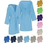 GX GARGIX Accappatoio UNISEX microfibra uomo e donna con cappuccio tasche salvaspazio calibrato (IT, Testo, L, Regular, Regular, L, GX/AMB-AZZURRO)