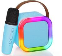 GX GARGIX Cassa Bluetooth Speaker Portatile Karaoke 1 2 Microfoni Senza Fili Effetti Voce (AZZURRO, 1 MICROFONO)