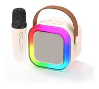 GX GARGIX Cassa Bluetooth Speaker Portatile Karaoke 1 2 Microfoni Senza Fili Effetti Voce (BEIGE, 1 MICROFONO)