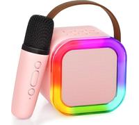 GX GARGIX Cassa Bluetooth Speaker Portatile Karaoke 1 2 Microfoni Senza Fili Effetti Voce (ROSA, 1 MICROFONO)