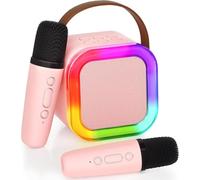 GX GARGIX Cassa Bluetooth Speaker Portatile Karaoke 1 2 Microfoni Senza Fili Effetti Voce (ROSA, 2 MICROFONI)