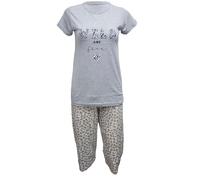 GX GARGIX Pigiama Estivo Donna Cotone 100% Pantaloncino Pinocchietto Mezza Manica o Canotta (IT, Testo, M, Regular, Regular, 455 Grigio Pinocchietto)