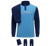 GX GARGIX Pigiama Uomo Invernale in Pile Coral Maglia a Mezzo Collo con Bottoni e Polsini Pantaloni Lunghi Polsini Vari Colori Fantasie Taglie M-XXL (IT, Testo, XL, Regular, Regular, Alex/Blu)
