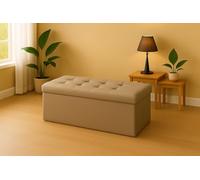 GX GARGIX Pouf, Panca Imbottita con Vano Contenitore Baule Trapuntato in Ecopelle VARI COLORI ELEGANTE (Les-8 Tortora)