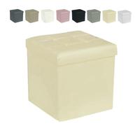 GX GARGIX Puff Pouf Contenitore Quadrato velluto Baule 38X38cm Trapuntato (dSSEL-BEIGE)
