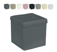 GX GARGIX Puff Pouf Contenitore Quadrato velluto Baule 38X38cm Trapuntato (dSSEL-GRIGIO)