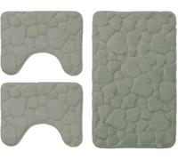 GX GARGIX Set Completo Tappetini da Bagno, 3 Pezzi, Antiscivolo e Assorbente per Bagno, WC, Bidet e Doccia Vari Colori (TCS-4/Fango, Set 3 Pezzi, Cuori)