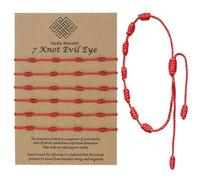 GXAHSOL 6 PCS Braccialetto Cabala, Bracciale rosso a 7 nodi, Bracciale Stringa Rosso Regolabile, Unisex, Fatto a Mano, per Buona Fortuna, Amicizia, Amanti
