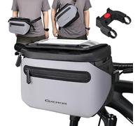 GXCROR Borsa per manubrio da bicicletta 4,7L con rilascio rapido | Supporto stabile per città e trekking | Impermeabile + scomparto per cellulare + portabottiglie