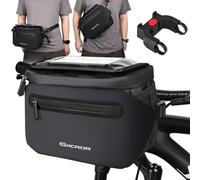 GXCROR Borsa per manubrio da bicicletta 4,7L con rilascio rapido | Supporto stabile per città e trekking | Impermeabile + scomparto per cellulare + portabottiglie