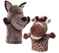 Gxdamxz Burattini Mano Peluche Lupo & Cervo per Bambini, Bocca Può Aprirsi, 2 Pezzi