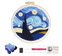 Gxdamxz Kit Punch Needle con Telaio per Principianti, Decorazione & Regalo, Set con Cuciture Incrociate, Cielo Stellato