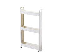 GXDJC Carrello di Stoccaggio 3-Livello, 10cm Carrello Portaoggetti Scaffale con Ruote, Carrellino Salvaspazio per Cucina Bagno Lavanderia Sedili Stretti, Bianco, Senza Vite Installazione