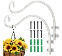 GXF Staffe per piante da appendere, confezione da 2 grucce per piante da 30,5 cm, resistenti ganci in metallo per piante, mangiatoia per uccelli, lanterne, applique da parete (bianco/18,1 kg)