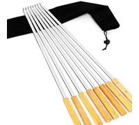 GXFCING 8 Pezzi Spiedini in Acciaio Inox con Manici in Legno, Spiedini di Carne Lunghi 55 cm, Spiedini per Barbecue Riutilizzabili, Accessori Barbecue per Utensili Barbecue