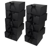 GXFCING Scatola Regalo con Coperchio, Grande Scatola Bomboniera 20x20x10 cm, Scatole Cartone Nera per Matrimonio, Compleanno, Festa di Natale, Confezione Regalo, 10 Pezzi