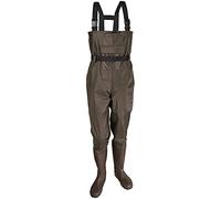 GXFXLP Trampolieri da Pesca per Uomo Trampolieri da Caccia con Stivali Waders Pesca 100% Impermeabile PVC Stivali da Pesca Trampolieri da Pesca per Pescatore Uomo e Donna,Marrone,UK 12/EU 46