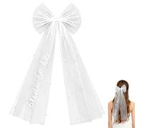 GXGM 1 Pezzi Bride to Be Velo, Velo da Sposa Fiocco con Perla, Fermaglio per Capelli, Accessori da Sole, Decorazione per Addio al Celibato, Fascia per Matrimonio, Bianco