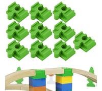 GXGM 10 Pezzi Connettori Adattatori Compatibili Con Brio Duplo, Attraversamento Per Treno, Connettori Per Binari, 4 * 3.2 * 1.9Cm Pista Trenino Legno Adattatori (verde,G)