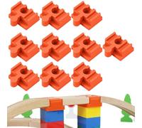 GXGM 10 Pezzi Connettori Adattatori Compatibili Con Brio Duplo, Attraversamento Per Treno, Connettori Per Binari, 4 * 3.2 * 1.9Cm Pista Trenino Legno Adattatori (arancione,D)