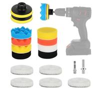 GXGM 17 Pezzi Platorello per Trapano, Kit Lucidatura Auto, Set per Lucidatura e Luci, Polishing Pad per Lucidare, Levigare e Cerare