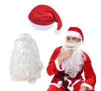 GXGM 2 in 1-Barba di Babbo Natale Barba Bianca di Babbo Natale Bonnet du Père Noël per travestirsi da Babbo Natale Natale