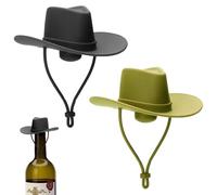 GXGM 2 Pcs Tappi Bottiglie Vino,Tappi di Sughero per Vino, Tappi per Vino in Silicone,Divertenti Tappi per Cappelli da Cowboy,Graziosi Accessori per il Vino,Utensili da Cucina (Nero, Verde)