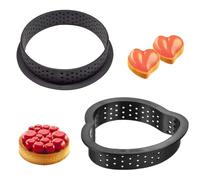 GXGM 2 Pezzi Anello Crostata Forato,Mousse Torta Rotonda Muffa Cottura Dessert Strumento Di Decorazione Crostate Anelli Forati,Riutilizzabile Tondo Da Plastica Perforato Cottura Accessori
