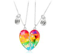 GXGM 2 Pezzi Collana Pendente Collano Mezzo Cuore Set Best Friends BFF Collana Cuore Viola Amicizia per Ragazze Regalo di Compleanno per Migliori Amici
