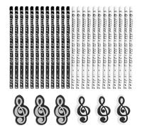 GXGM 30 Pezzi Set Cancelleria Musica, 24 Matite Musicali+6 Erasers con Motivi Musicali, HB Standard Matita, Matite con Note Musicali per Studenti, Bambini, Regali per Feste, Aule