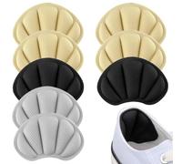 GXGM 4 Paia Ventagliato Cuscinetti Proteggi Tallone per Scarpe Seguito da Post, Salva Tallone per Scarpe per Retro Del Tallone, Per Troppo Grandi(Nero+Colore Della Pelle+Grigio)