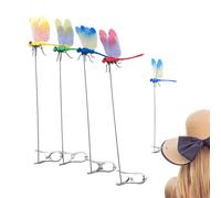 GXGM 4 PCS 12cm 4 Colori Decorazione Giardino Libellula, Finte Libellule Clip,3D Libellula Decorazione Giardino Libellula Paletti, Deterrente Mosche Accessori(Rosso,Giallo,Verde,Blu)