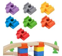 GXGM 7 Pezzi Connettori Adattatori Compatibili Con Brio Duplo, Attraversamento Per Treno, Connettori Per Binari, 4 * 3.2 * 1.9Cm Pista Trenino Legno Adattatori (7 Coloris)
