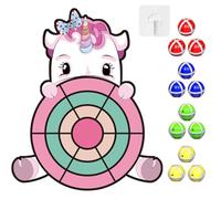 GXGM Bambini Giocattolo per Freccette Bersaglio, 12 Palline Adesive Giochi per Bambini da Giardino Viaggio 3-10 Anni, Regalo Natale Compleanno 4-9 Anni, Unicorno