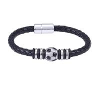 GXGM Bracciale da Calcio per Ragazzi e Calcio, Moda Regolabile Intrecciato Calcio Goccia Braccialetto Calcio in Acciaio Inox Bambini
