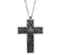 GXGM Collana con gioco di calamari, a forma di croce con scomparto segreto, collana con ciondolo croce, collane con design in metallo 3D