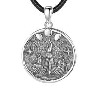GXGM Collana Donna Collana Della Dea Della Luna Tripla in Lega Ciondolo Magico Pagano Wiccan Dea Ecate Lilith Amuleto Gioielli di Protezione per Donne