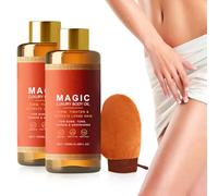GXGM Set da 2 oli corpo magici e lussuosi, In omaggio un guanto per spalmare il prodotto sul corpo, riduce le rughe e migliora l'elasticità, adatto a tutti i tipi di pelle, 100 ml, A