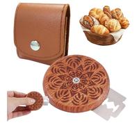 GXGM Taglierino per Pane, Coltello Pane per Impasto, Coltello da Panettiere con 5 Lame e Custodia in Pelle Marrone per Cuocere Intagliare, Rotonda