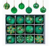 Gxhong Palline di Natale, 12 pezzi Sfere dell'albero di Natale Sfere di Natale, Decorazioni per l'albero di Natale opache e lucide Scintillanti Palline dell'albero di Natale ∅ 6CM (verde)