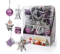 Gxhong Set di decorazioni per albero di Natale, Decorazioni Albero di Natale Palline, Natale Palline ed Un Puntale per Albero di Natale, Ornamenti Decorativi Ciondoli Regali, viola