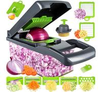 GXIQYL Tritatutto multifunzione 16 in 1 per verdure e affettatrici, tritatutto professionale per cipolle, grattugia per formaggio, taglia cubi e tritacarne aglio, strumento per la preparazione degli