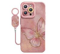GXJIXf Butterfly Pattern iPhone Case, Silicone Shockproof, Raised Camera Protection, Suitable for Butterfly and Oil Painting Art Lovers (12pro,Pink)
