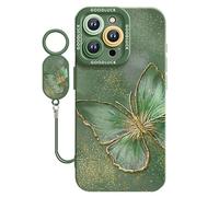 GXJIXf Butterfly Pattern iPhone Case, Silicone Shockproof, Raised Camera Protection, Suitable for Butterfly and Oil Painting Art Lovers (16pro,Green)
