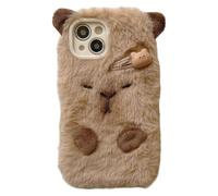GXJIXf Capybara Plush Phone Case, Cute Fuzzy Kapybara, Warm Winter Case for iPhone 17/16/15/14 Pro Max/Air (No chain,16promax)
