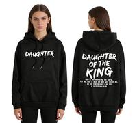GXJIXf Daughter of The King Hoodie, Bible Verse Sweatshirt, Christian Hoodies for Women (Black,L)