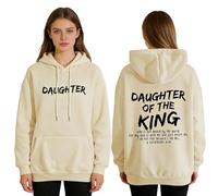 GXJIXf Daughter of The King Hoodie, Bible Verse Sweatshirt, Christian Hoodies for Women (Khaki,L)