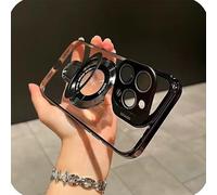 GXJIXf Double Stand Case Cover for iPhone, Transparent Electroplated Four Corners Shockproof Cases, with Lens Protection Cover, for 16 15 14 13 Pro Max (13pro,Black)